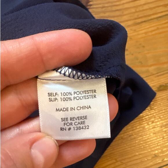 ModCloth dark blue button front flutter cap sleeve sheer accent dress SIZE XL - Picture 7 of 8